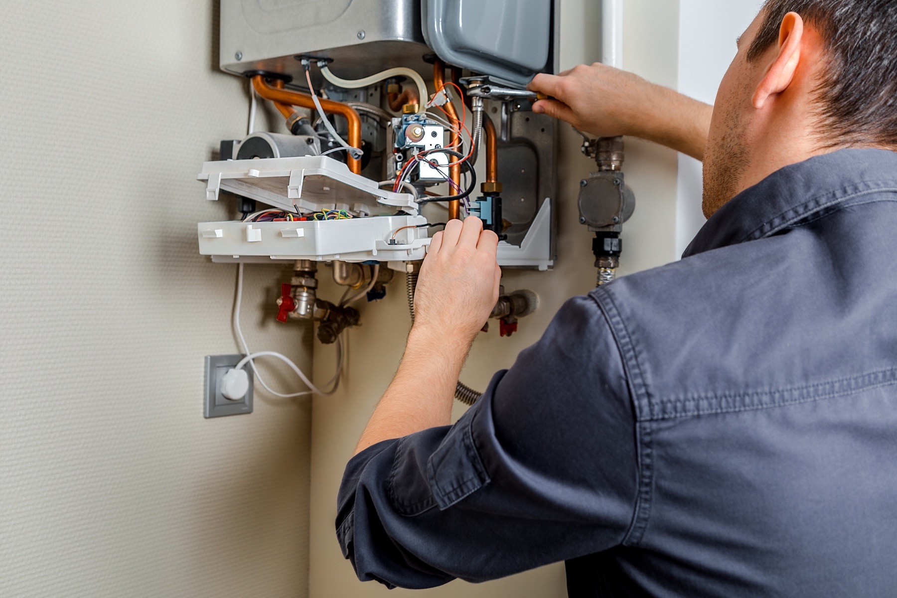 Gas heating system service work