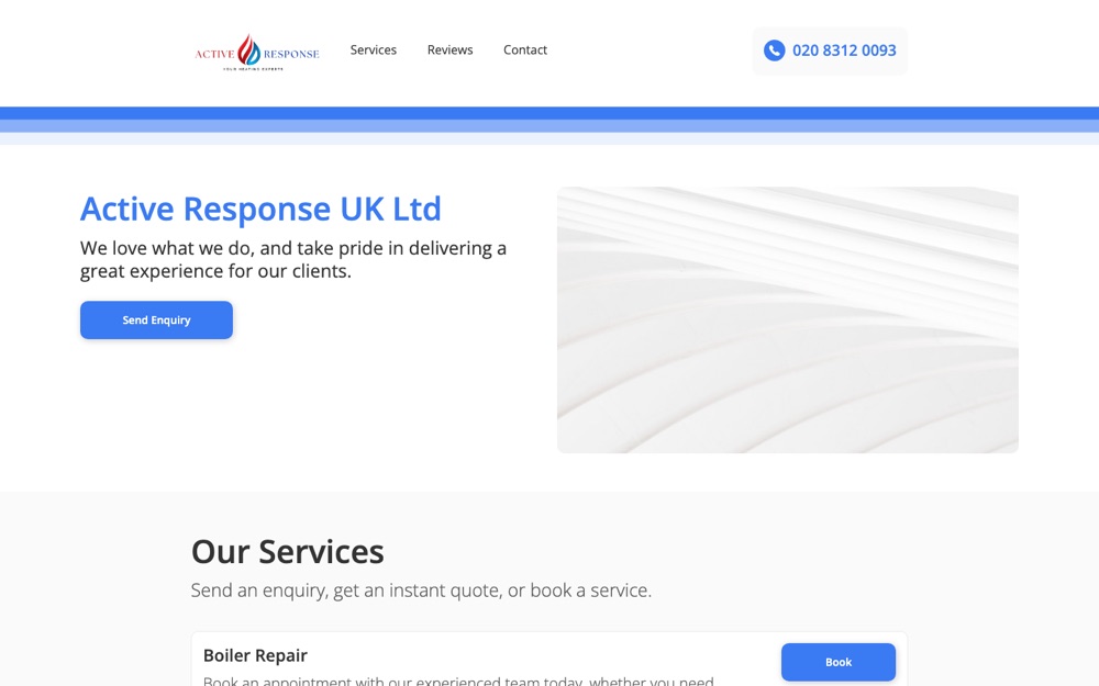The Active Response website before the GXUX concept refresh